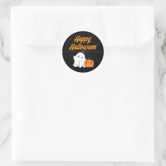 ハッピーハローウィン不気味キッズパーティーブラック ラウンドシール (バッグ)