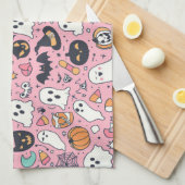 ハッピーハローウィン不気味キュート&フェスティバルハロウィーン キッチンタオル (四つ折り)