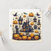 ハッピーハローウィン不気味コラージュ カード (正面/裏面インサイチュ)