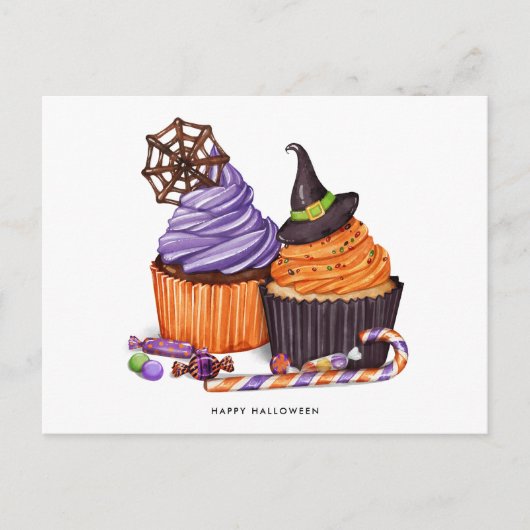 ハッピーハローウィン不気味スイートカップケーキ ポストカード (正面)