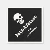 ハッピーハローウィン不気味スカル名前をカスタムする又は文字 スタンダードカクテルナプキン (正面)