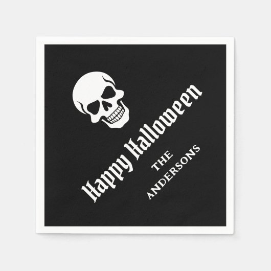 ハッピーハローウィン不気味スカル名前をカスタムする又は文字 スタンダードカクテルナプキン (正面)