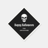 ハッピーハローウィン不気味スカル名前をカスタムする又は文字 スタンダードカクテルナプキン (角)