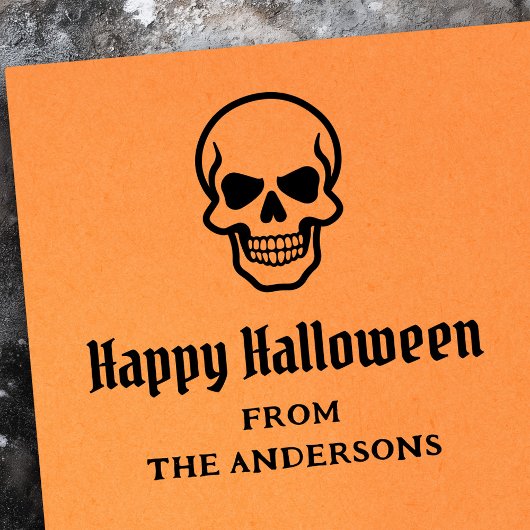 ハッピーハローウィン不気味スカル名前をカスタムする又は文字 ラバースタンプ