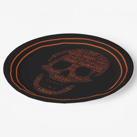 ハッピーハローウィン不気味スカル ペーパープレート (アングル)