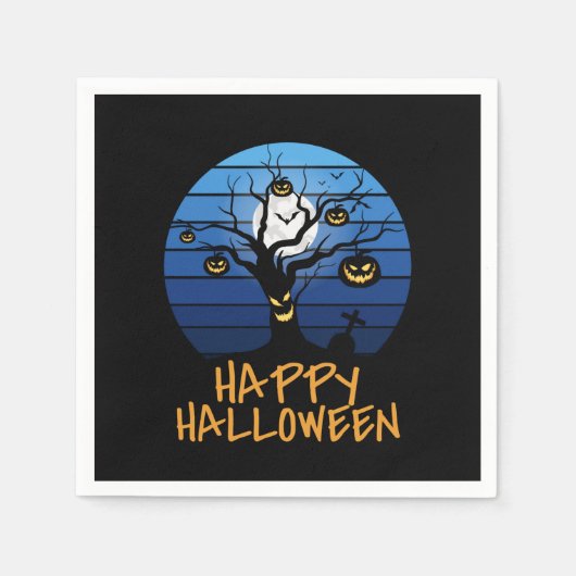 ハッピーハローウィン不気味ツリー スタンダードカクテルナプキン (正面)