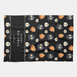 ハッピーハローウィン不気味ハロウィンカボチャ結晶 キッチンタオル