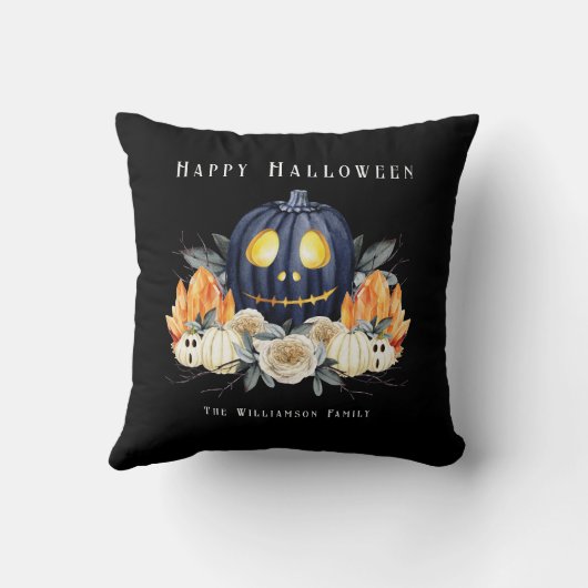 ハッピーハローウィン不気味ハロウィンカボチャ結晶 クッション (裏面)