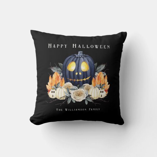 ハッピーハローウィン不気味ハロウィンカボチャ結晶 クッション (正面)