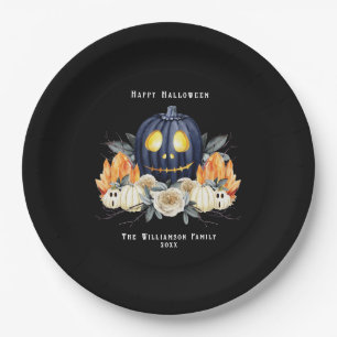 ハッピーハローウィン不気味ハロウィンカボチャ結晶 ペーパープレート