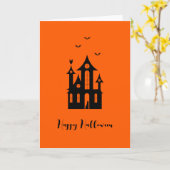 ハッピーハローウィン不気味ハ幽霊のよく出るウスオレンジブラック カード (黄色い花)