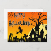 ハッピーハローウィン不気味ハ幽霊のよく出るウス墓地 シーズンポストカード (正面/裏面)