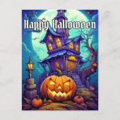 ハッピーハローウィン不気味ハ幽霊のよく出るウス ポストカード (正面)