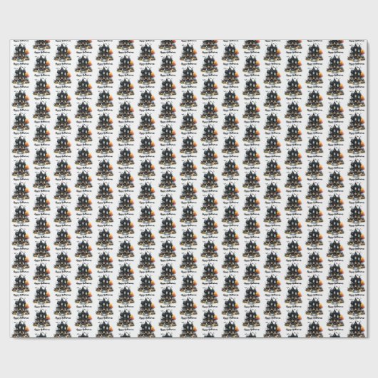 ハッピーハローウィン不気味パターン包装紙 ラッピングペーパー (フラット)