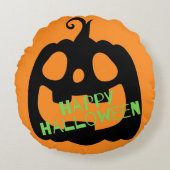 ハッピーハローウィン不気味パンプキンラウンドピロー ラウンドクッション (正面)