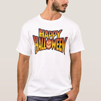 ハッピーハローウィン不気味パンプキ文字デザインン Tシャツ