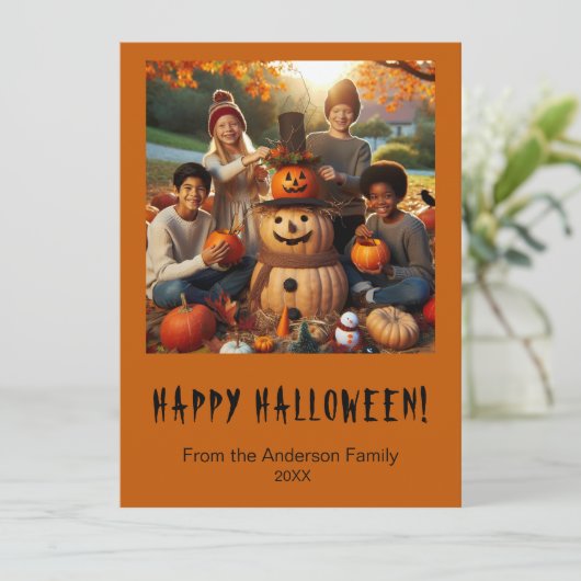 ハッピーハローウィン不気味フォトホリデーカード シーズンカード (スタンド正面)