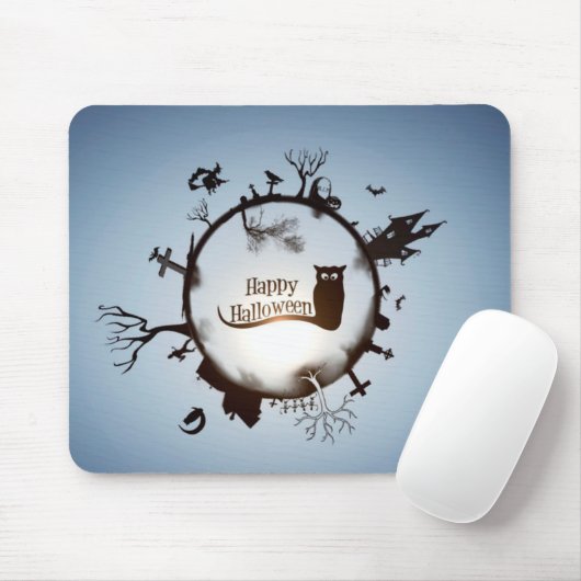 ハッピーハローウィン不気味フクロウマウスパッド マウスパッド (マウス)