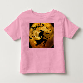 ハッピーハローウィン不気味ブロムスティックウィッチオンパンプキン トドラーTシャツ