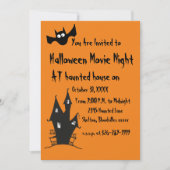 ハッピーハローウィン不気味ムービー夜招待状 招待状 (正面)