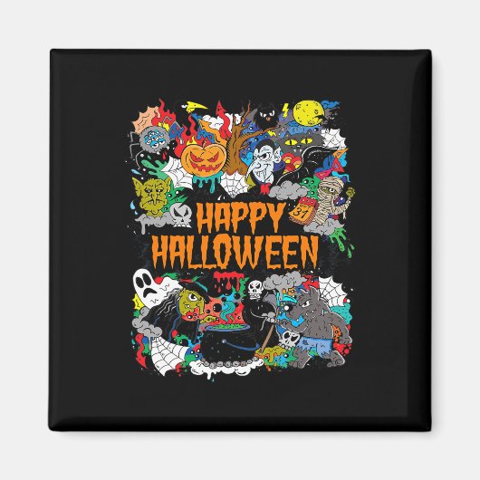 ハッピーハローウィン不気味レトロ マグネット (正面)