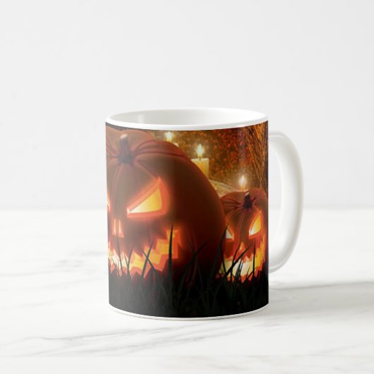 ハッピーハローウィン不気味不気味なジャックオランタン コーヒーマグカップ (正面右)