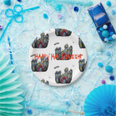 ハッピーハローウィン不気味城カスタム紙プレート ペーパープレート (パーティー)