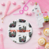 ハッピーハローウィン不気味城カスタム紙プレート ペーパープレート (パーティー)