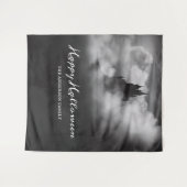 ハッピーハローウィン不気味城パーティー背景 タペストリー (正面(横))