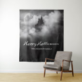 ハッピーハローウィン不気味城パーティー背景 タペストリー (インサイチュ)