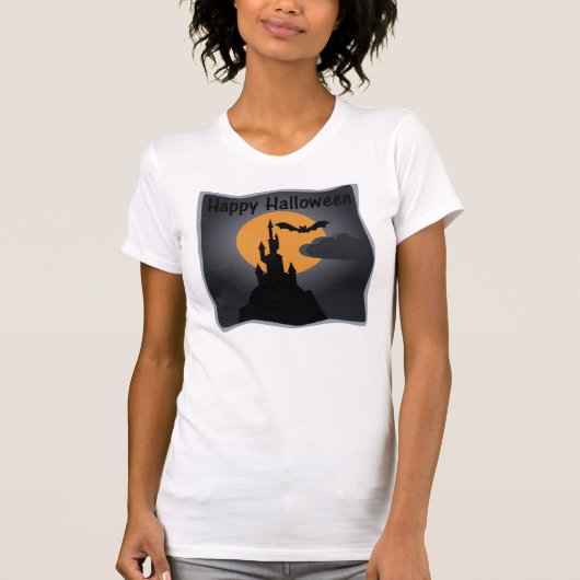 ハッピーハローウィン不気味城女子Tシャツ Tシャツ (正面)