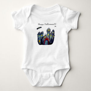 ハッピーハローウィン不気味城Tシャツ ベビーボディスーツ