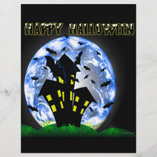 ハッピーハローウィン不気味幽霊のよく出るハウスフライヤー チラシ