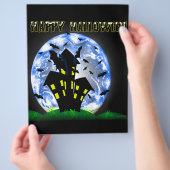 ハッピーハローウィン不気味幽霊のよく出るハウスフライヤー チラシ (手)