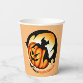 ハッピーハローウィン不気味怖いカボチャこうもり 紙コップ (裏面)