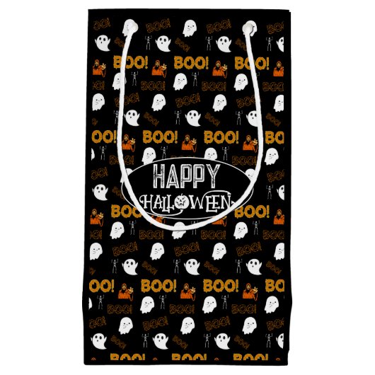 ハッピーハローウィン不気味怖い幽霊のよく出る スモールペーパーバッグ (正面)