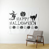 ハッピーハローウィン不気味白黒装飾 タペストリー (インサイチュ(横))