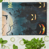 ハッピーハローウィン不気味背景 キッチンタオル (折り畳み)