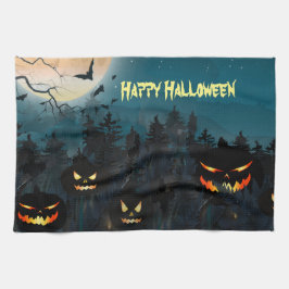 ハッピーハローウィン不気味背景 キッチンタオル
