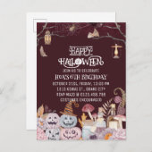 ハッピーハローウィン不気味誕生日パーティーへの招待 インビテーションポストカード (正面/裏面)