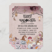 ハッピーハローウィン不気味誕生日パーティーへの招待 招待状 (正面/裏面)