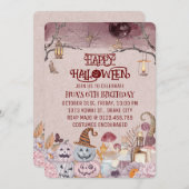 ハッピーハローウィン不気味誕生日パーティーへの招待 招待状 (正面/裏面)