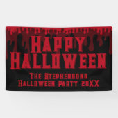 ハッピーハローウィン不気味赤血点滴 横断幕 (横)