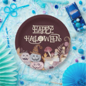 ハッピーハローウィン不気味 ペーパープレート (パーティー)