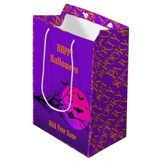 ハッピーハローウィン不気味 ミディアムペーパーバッグ (正面アングル)