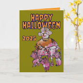 ハッピーハローウィン不要の衣装グリーティングカード カード (黄色い花)