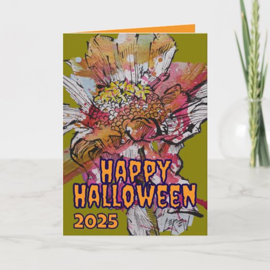 ハッピーハローウィン低下花グリーティングカード カード (正面)