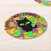 ハッピーハローウィン使い捨てパーティー ラウンドペーパーコースター (アングル)