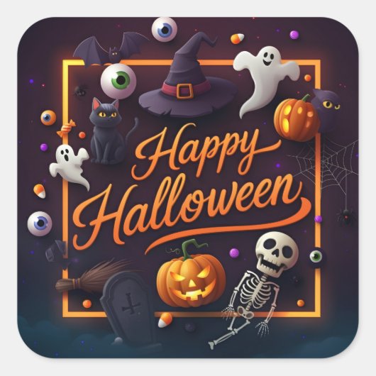 ハッピーハローウィン全要素 スクエアシール (正面)
