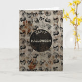 ハッピーハローウィン動揺してヴィンテージスカルハロウィーン カード (黄色い花)